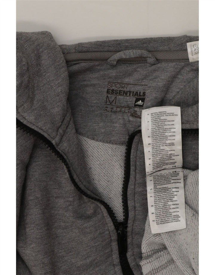 Adidas Męski sweter z kapturem i zamkiem błyskawicznym, średnioszary, bawełniany