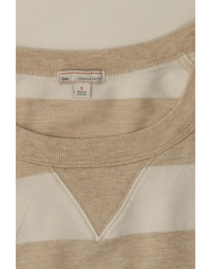 GAP Womens Sweatshirt Jumper UK 10 Small Beige Striped Cotton Vintage Gap and Second-Hand Gap from Messina Hembry 
