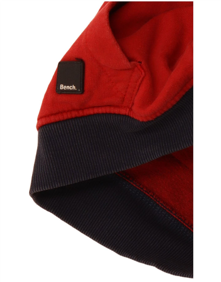 BENCH Chłopięcy sweter z kapturem i grafiką, 11-12 lat, czerwony, bawełniany