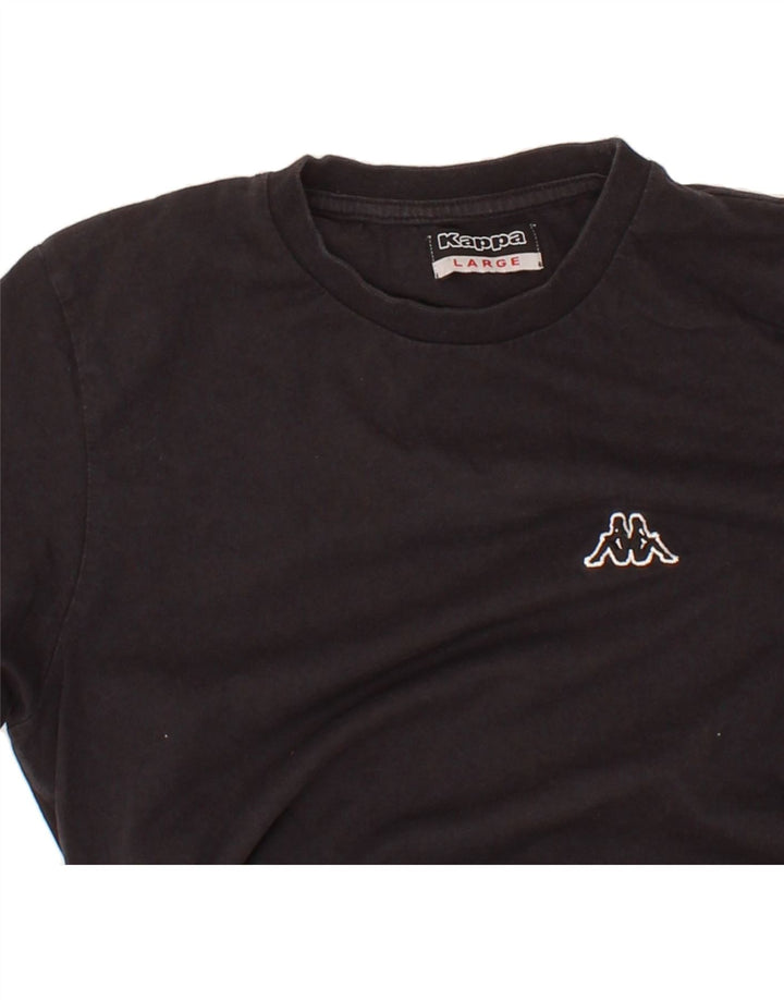 KAPPA Boys T-Shirt Top 9-10 Years Large Black Cotton Vintage Kappa and Second-Hand Kappa from Messina Hembry 