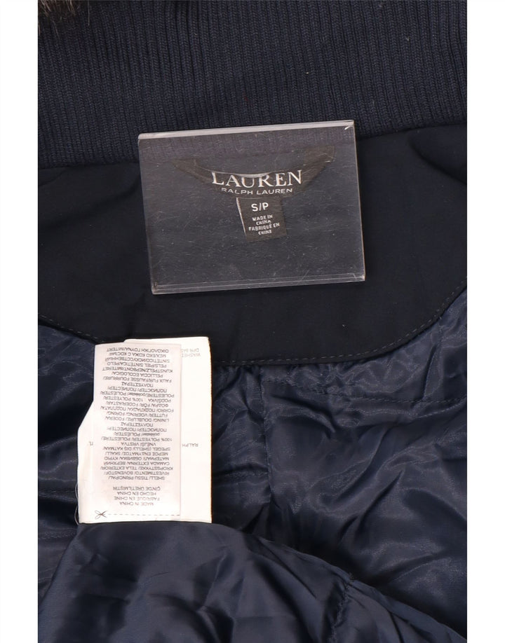 Damska kurtka parka z kapturem Ralph Lauren UK 10, mała, granatowa, poliester