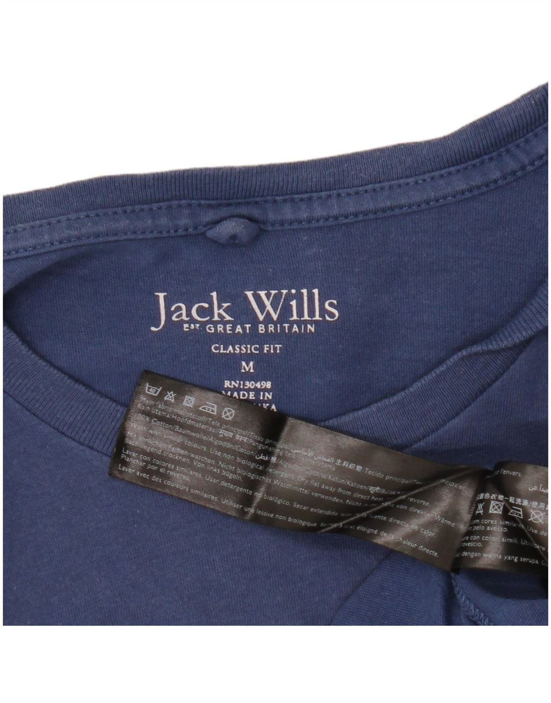 T-shirt męski Jack Wills o klasycznym kroju, bawełniany, średni niebieski