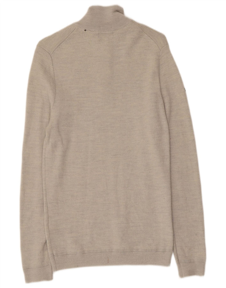 SUPERDRY Męski sweter zapinany na zamek XS, szara wełna