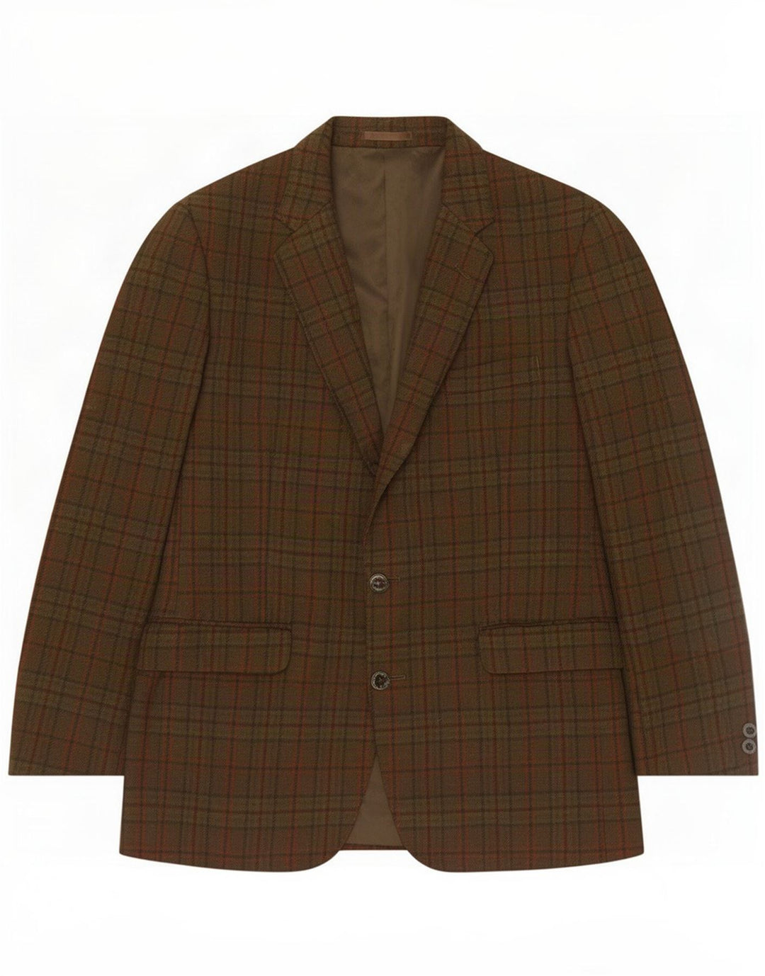 Męska marynarka zapinana na 2 guziki Centaur UK 38 Medium Khaki Wełna w kratkę
