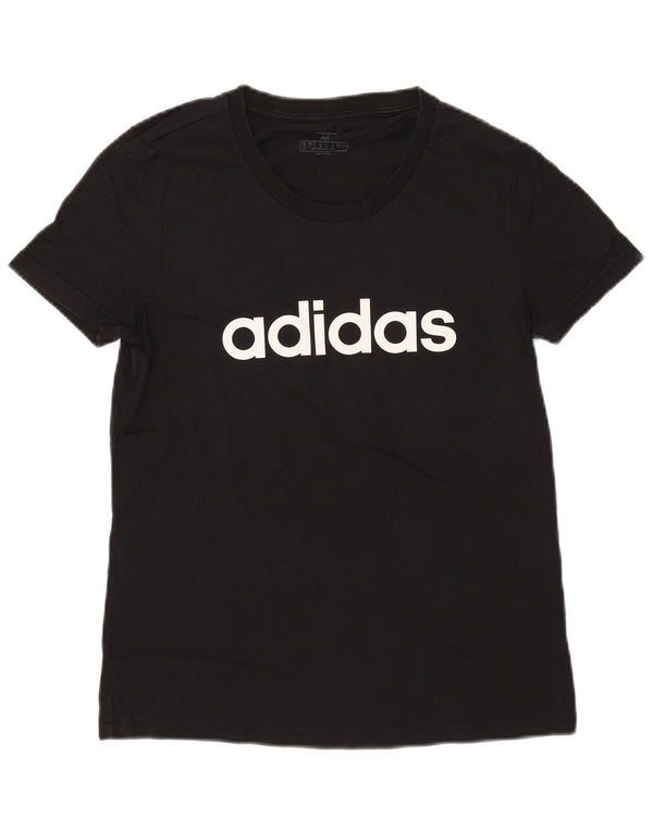Damska koszulka z grafiką Adidas Top UK 12/14 Średnia czarna bawełna