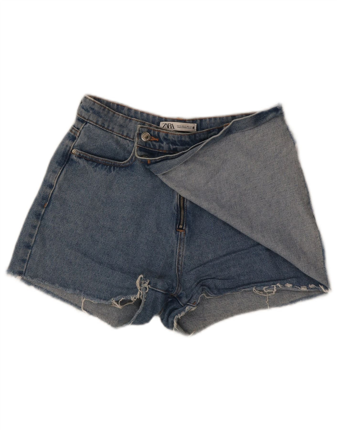 Damskie spodenki jeansowe Zara, małe, W26, niebieskie, bawełniane