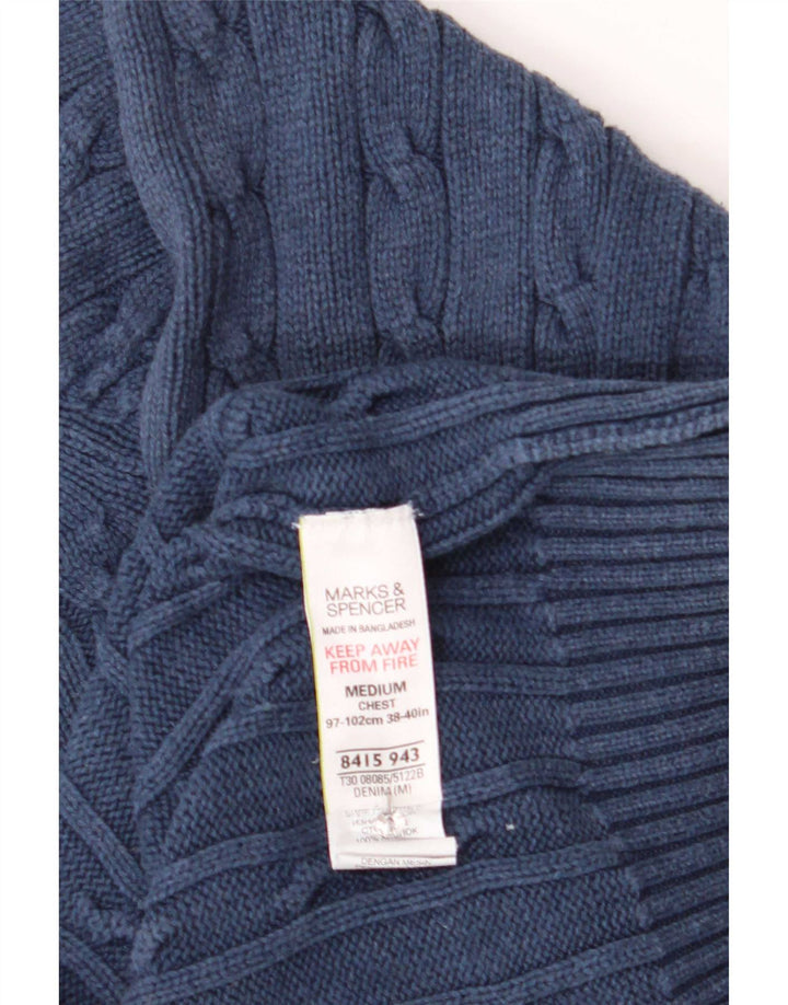 Męski sweter Marks & Spencer Blue Harbor z okrągłym dekoltem, średni granat