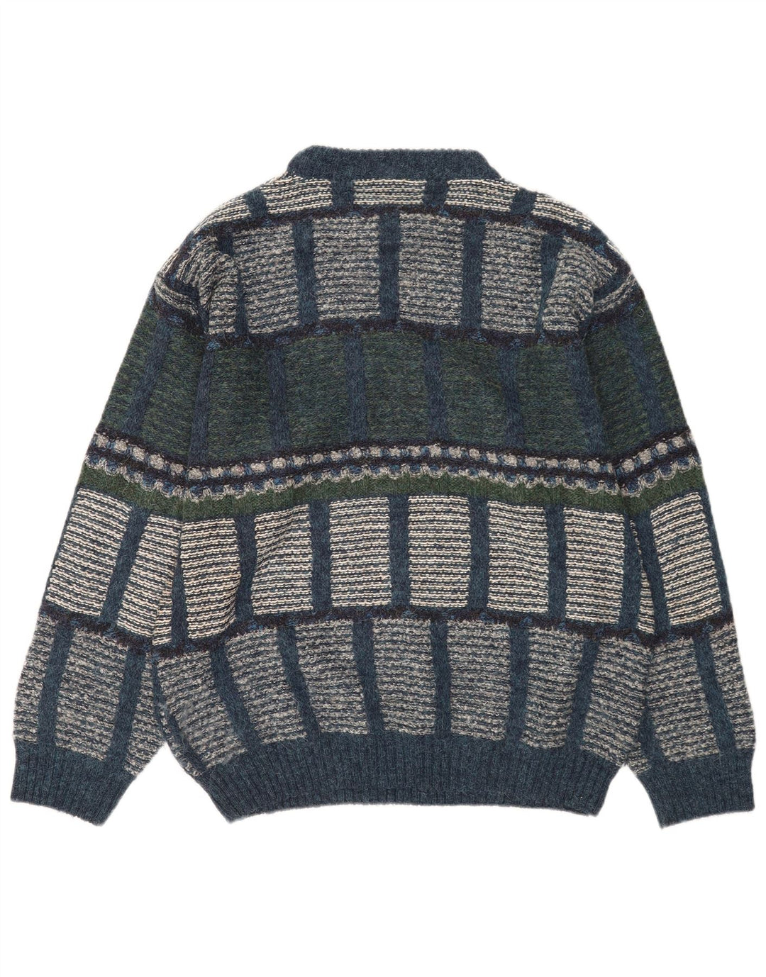 Męski sweter z okrągłym dekoltem w stylu vintage IT 48 Średni wielobarwny geometryczny