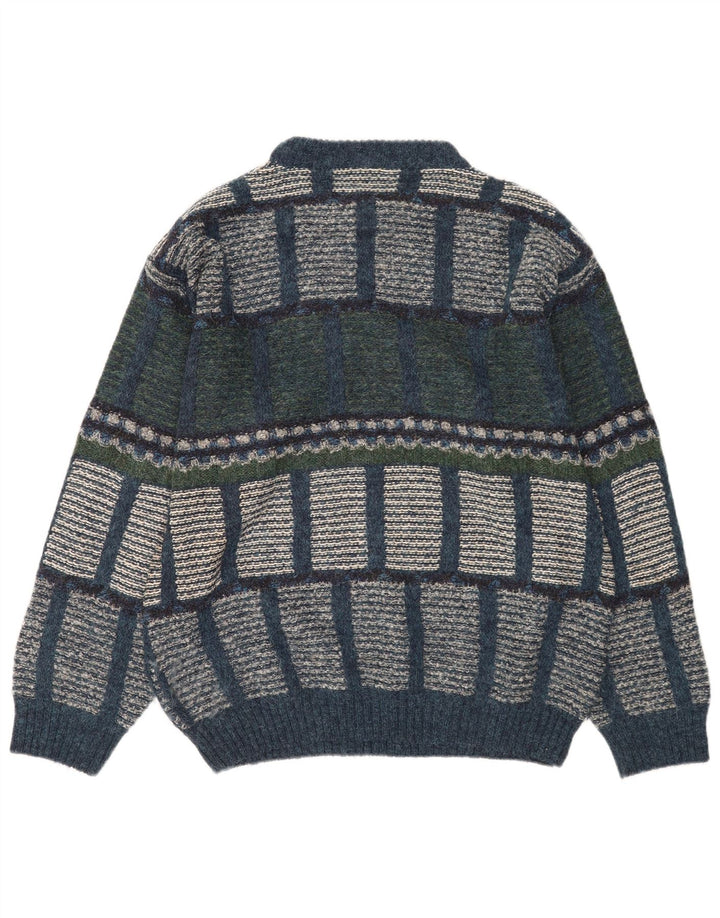 Męski sweter z okrągłym dekoltem w stylu vintage IT 48 Średni wielobarwny geometryczny