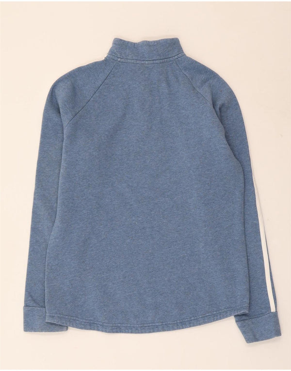 ADIDAS Womens Zip Neck Sweatshirt Jumper UK 14 Medium Blue Flecked Cotton