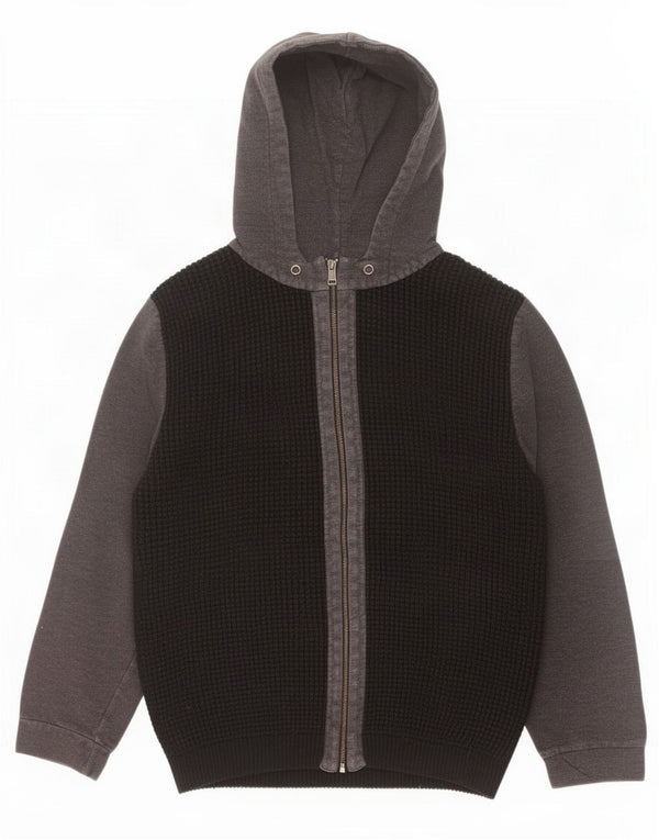 Męski sweter rozpinany Guess z kapturem i zamkiem błyskawicznym UK 42, duży, czarny, z blokami kolorów