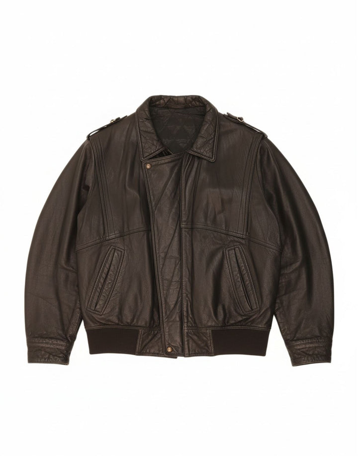 Męska kurtka skórzana VINTAGE UK 44 2XL Czarna skóra