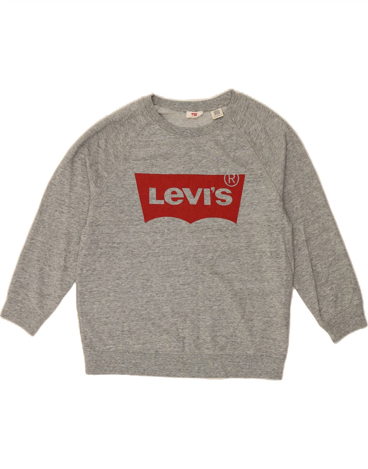 LEVI'S Womens Graphic Sweatshirt Jumper UK 18 XL Grey Cotton Vintage Levi's and Second-Hand Levi's from Messina Hembry 