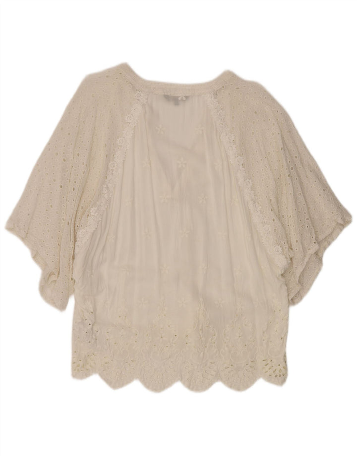 Damski top Desigual z rękawem 1/2 w kształcie skrzydła nietoperza, UK 16, duży, biała wiskoza