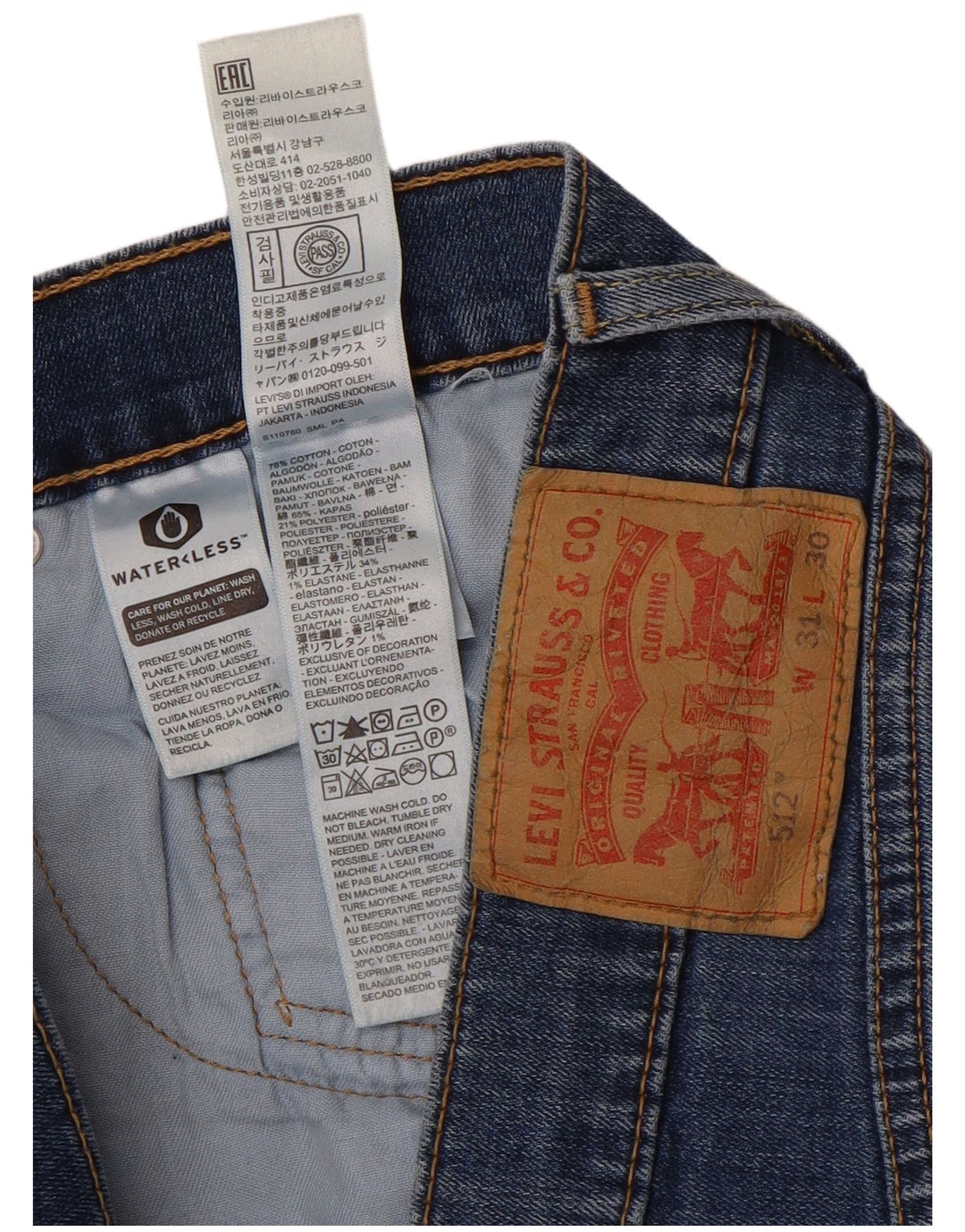 Męskie jeansy LEVI'S 512 Slim, zwężane, W31 L30, niebieska bawełna