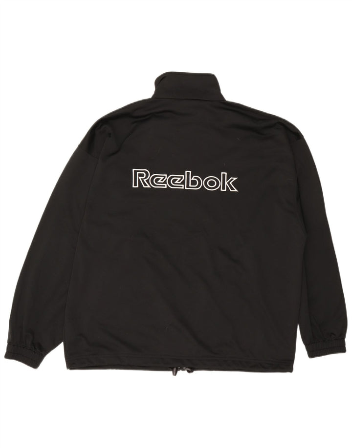 Męska kurtka dresowa Reebok z grafiką i luźnym krojem, mała, czarna, z poliestru