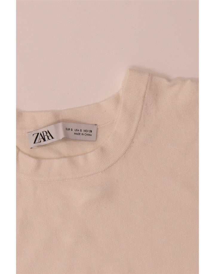 Sweter damski Zara z okrągłym dekoltem UK 10, mały, biały