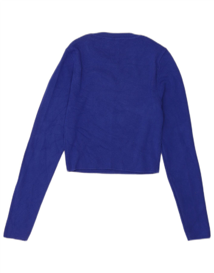Damski krótki top Zara z długim rękawem UK 8 Small Blue Wiskoza