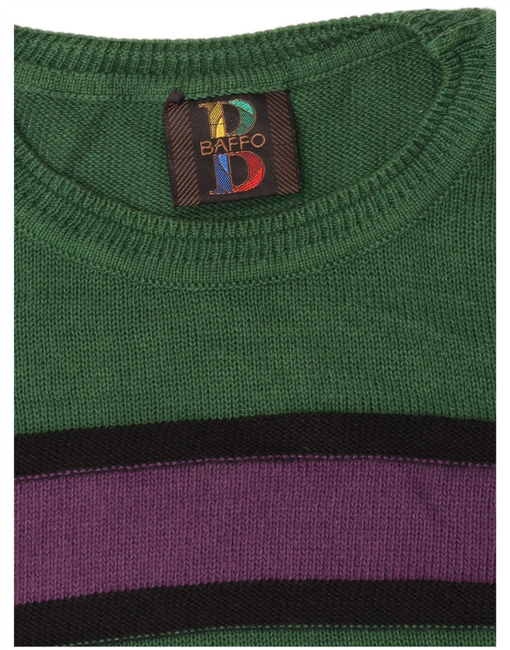 Baffo Męski sweter z okrągłym dekoltem, duże, zielone paski