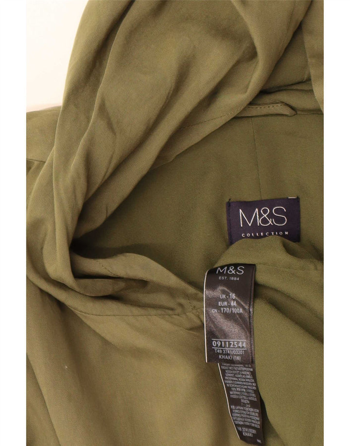 Damska kurtka parka z kapturem Marks & Spencer UK 16, duża, khaki, poliester