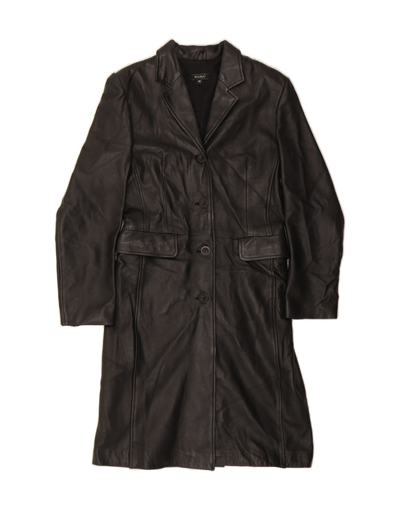 KOOKAI Womens Leather Coat IT 38 XS Black Leather Classic Vintage Kookai and Second-Hand Kookai from Messina Hembry 