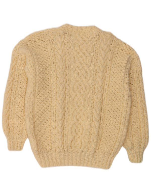 Sweter damski VINTAGE z okrągłym dekoltem UK 14, duży w kolorze złamanej bieli