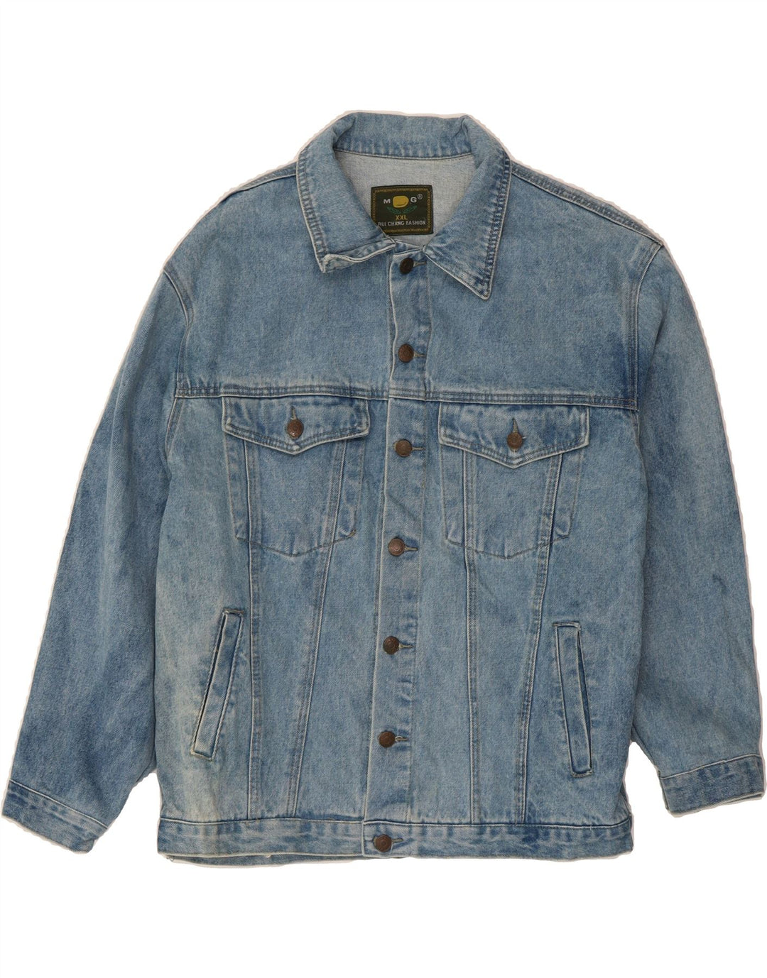 MANGO Mens Denim Jacket UK 44 2XL Blue Cotton Vintage Mango and Second-Hand Mango from Messina Hembry 