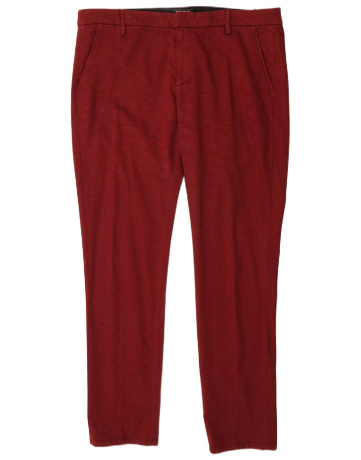 Męskie spodnie typu slim chino Dondup W38 L32 Bordowa bawełna