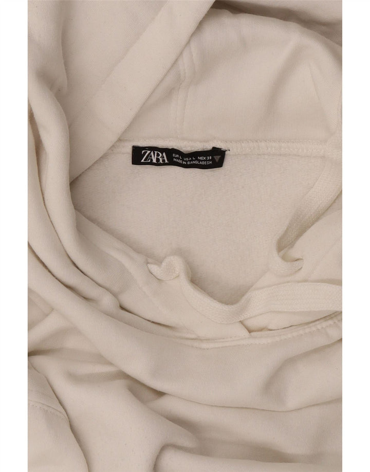 Damski sweter oversize z kapturem Zara UK 16, duży, biały