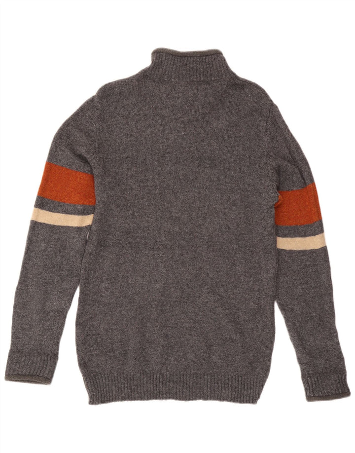 Męski sweter Marks & Spencer w kolorze niebieskim i zapinanym na zamek, mały, szary