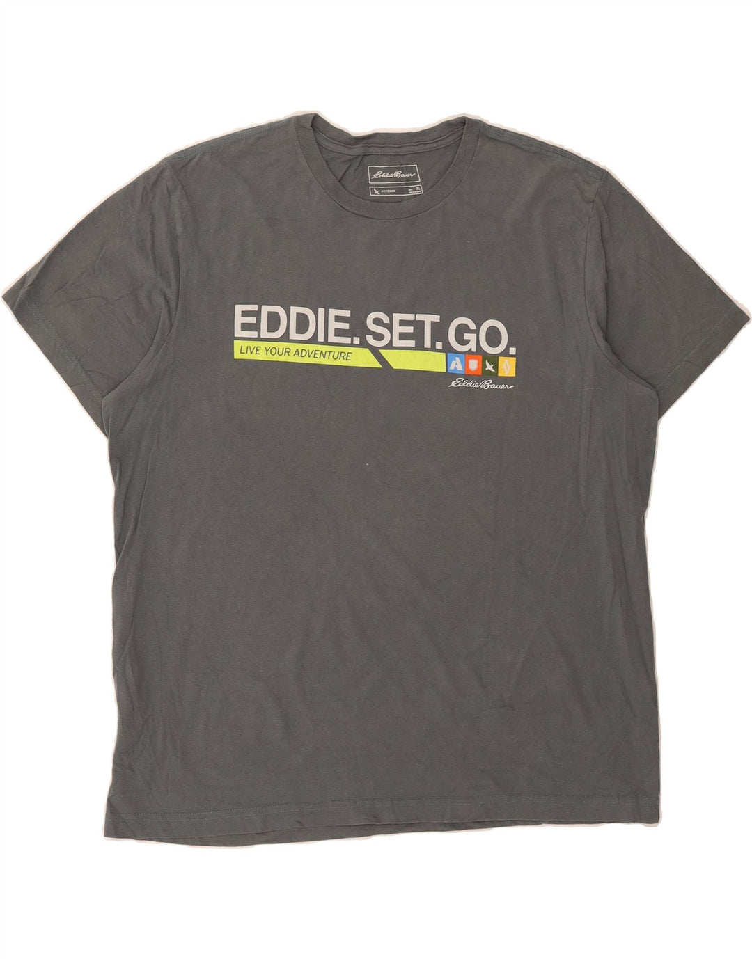 EDDIE BAUER Mens Graphic T-Shirt Top XL Grey Cotton Vintage Eddie Bauer and Second-Hand Eddie Bauer from Messina Hembry 