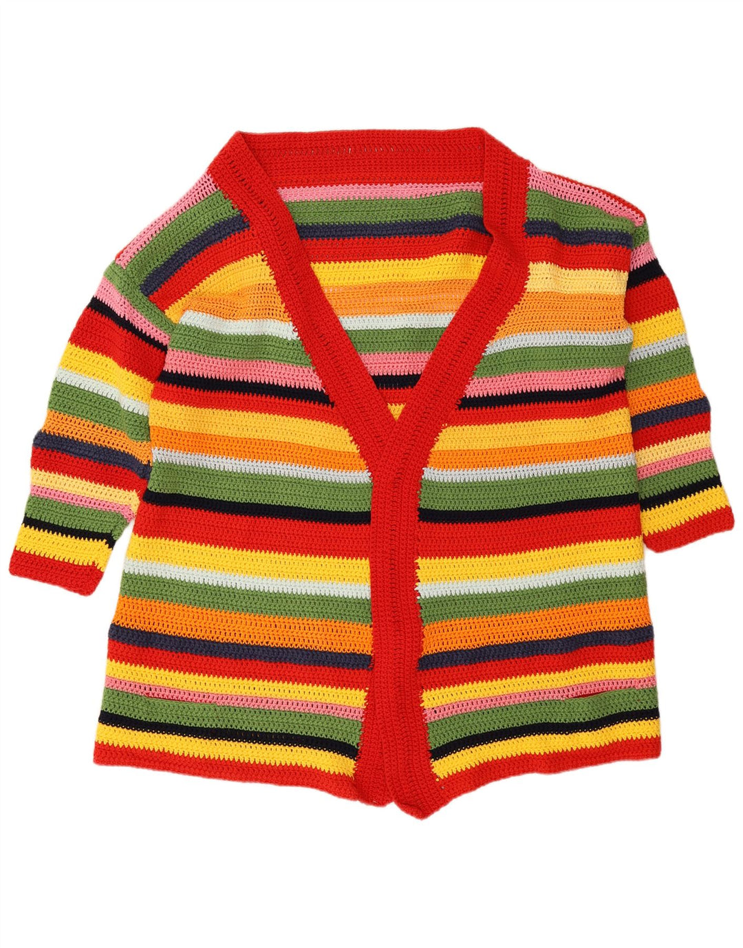 Vintage damski sweter rozpinany o przedłużonym fasonie UK 14, średni, wielobarwny