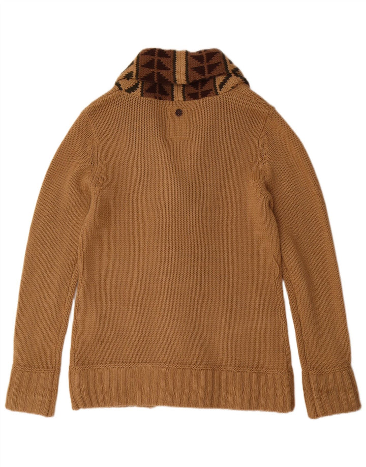 Sweter damski KHUJO UK 16, duży, beżowy, geometryczny akryl