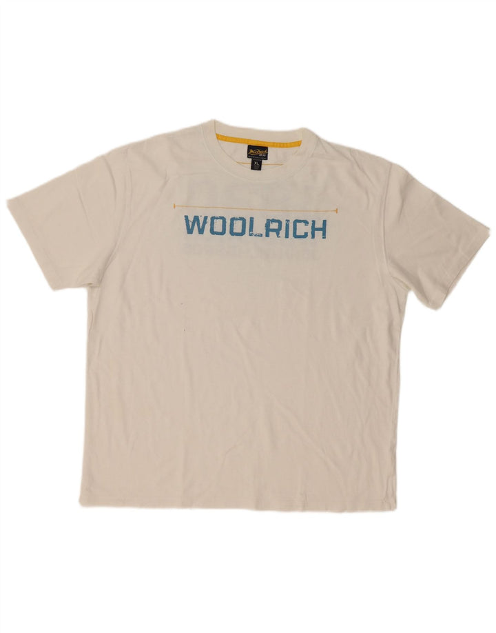 Męska koszulka z grafiką Woolrich Top XL, biała bawełna