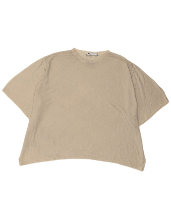 Damska koszulka oversize ZARA Top UK 10, mała w kolorze złamanej bieli