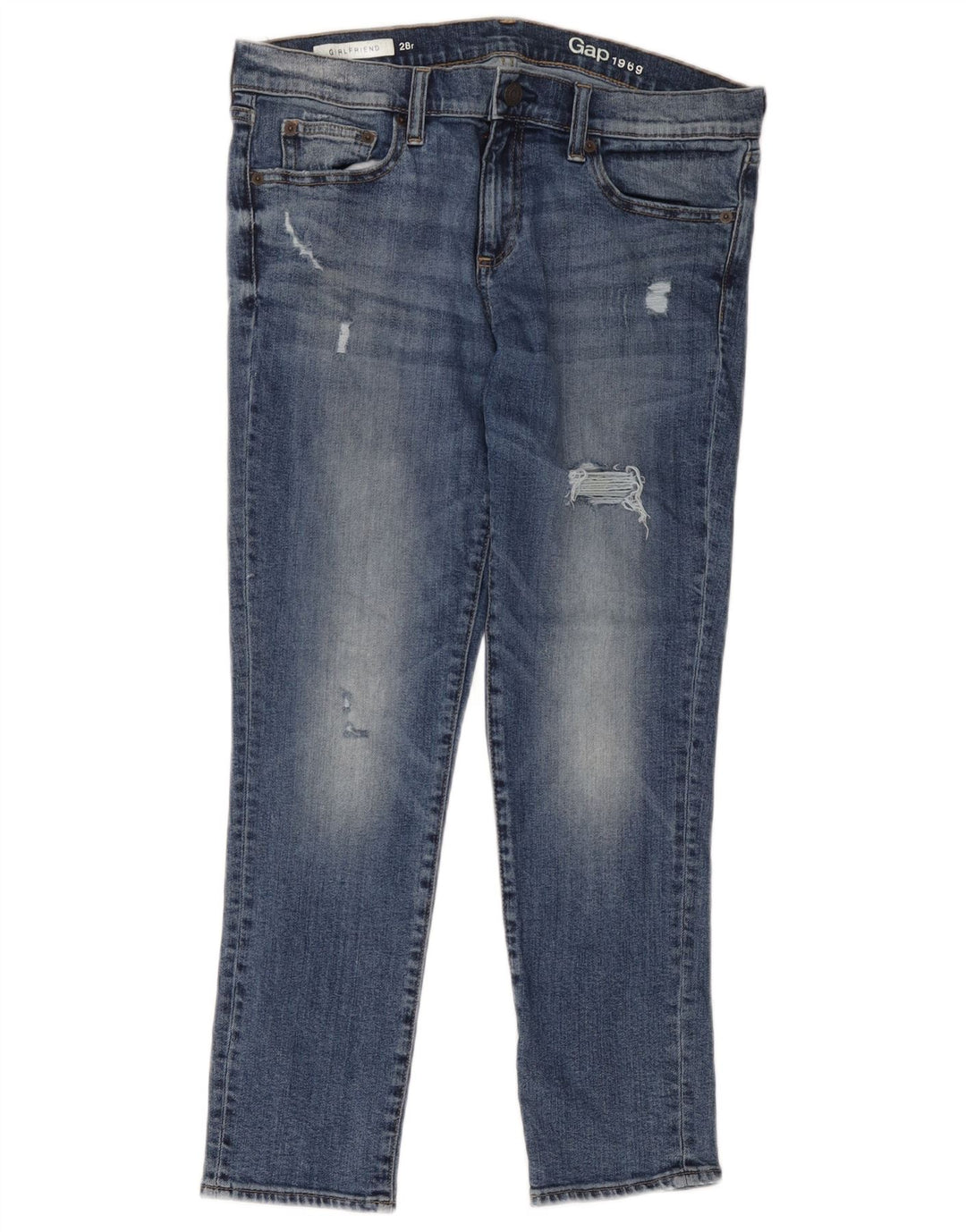 Jeansy damskie Gap Girlfriend Distressed W28 L26 Niebieskie bawełniane