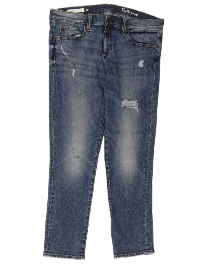 Jeansy damskie Gap Girlfriend Distressed W28 L26 Niebieskie bawełniane