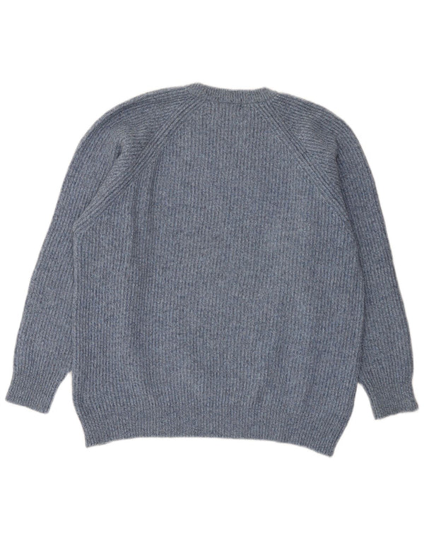 Męski sweter Kappa z okrągłym dekoltem XL, niebieska wełna merynosowa z cętkami