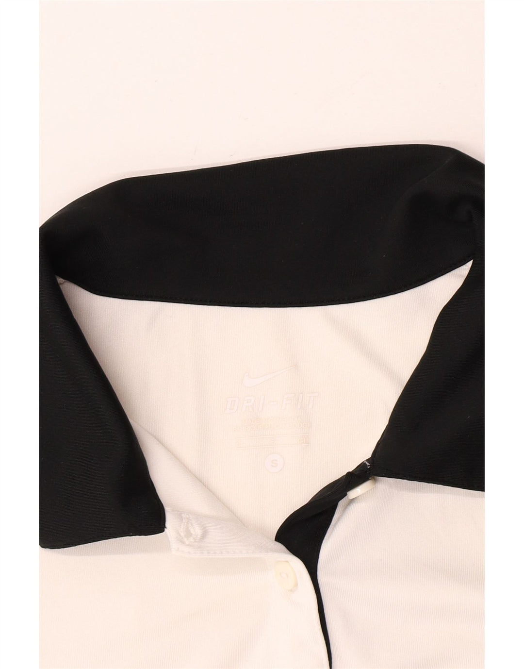 Damska koszulka polo Nike Dri Fit UK 10, mała, biała, z blokami kolorów