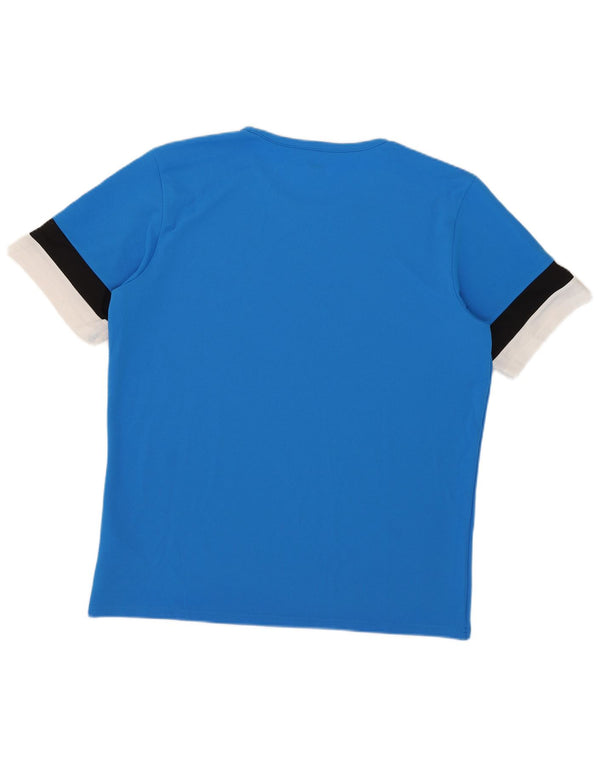T-shirt męski Puma, top XL, niebieski, poliester z blokami kolorów