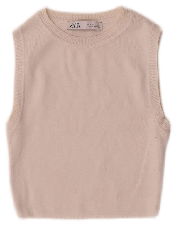 Damski krótki top Zara UK 8 Small White Wiskoza