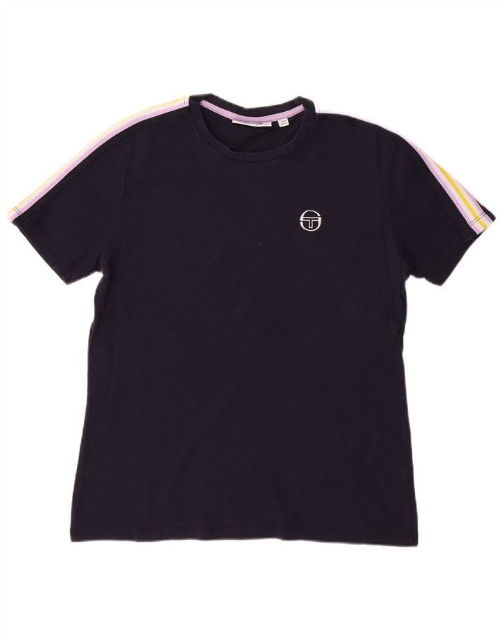 SERGIO TACCHINI Męski T-shirt Top, mały, granatowy, z blokami kolorów