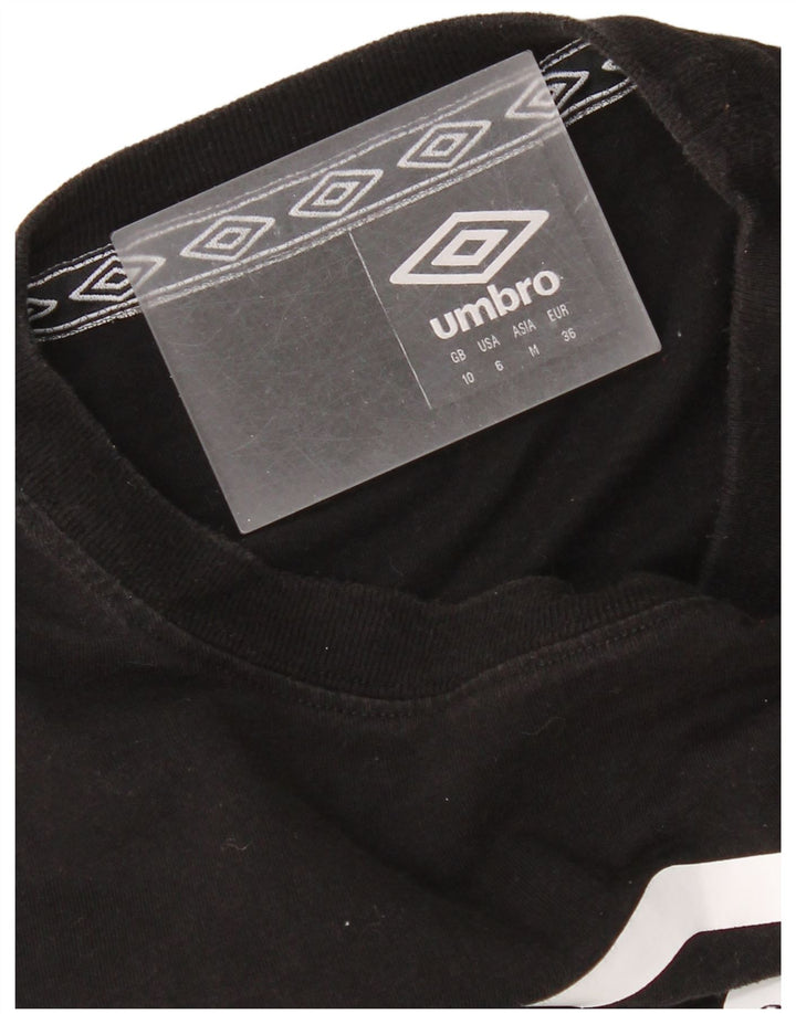 Damski top Umbro Crop Oversize z grafiką z długim rękawem UK 10 Small Black
