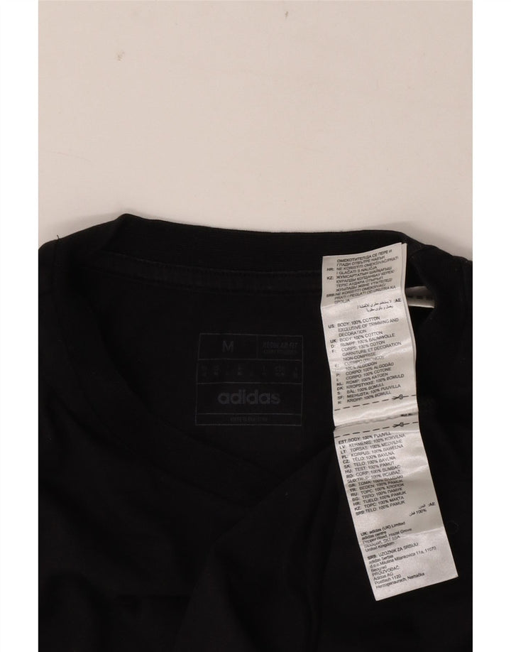 Męska koszulka z grafiką Adidas o regularnym kroju, średnia, czarna bawełna