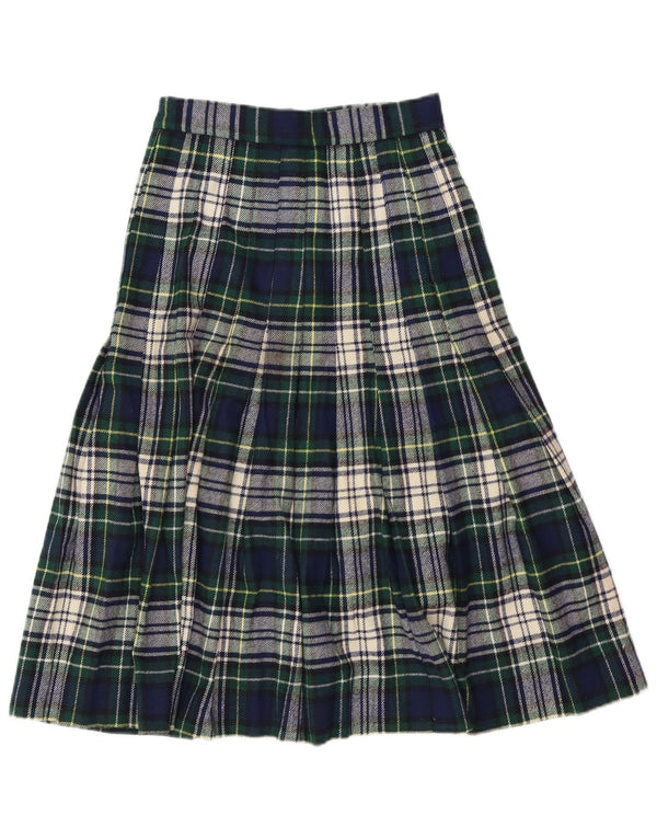 Damska spódnica kopertowa z wysokim stanem VINTAGE IT 42 Medium W26 w zieloną kratę