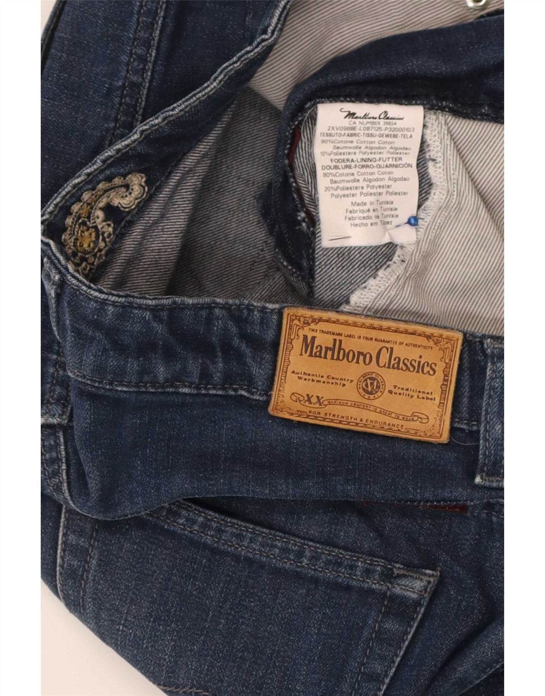 Marlboro Classics Damskie jeansy slim W32 L30 Granatowa bawełna
