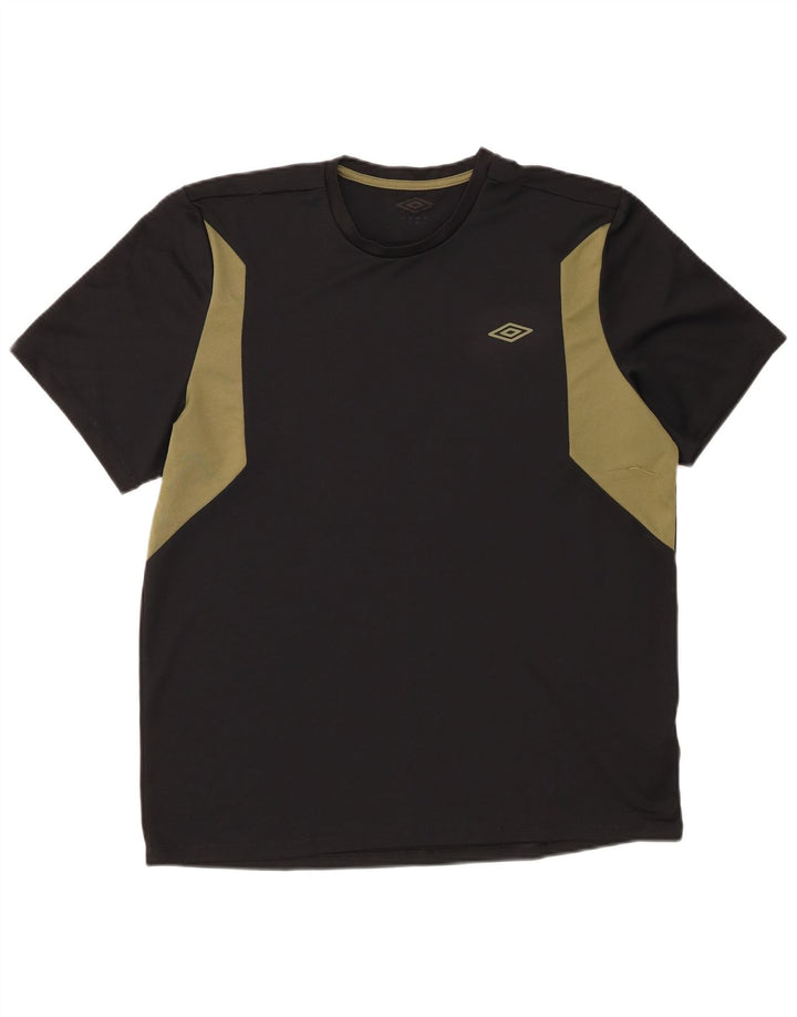 T-shirt męski Umbro Top, średni czarny poliester w blokach kolorystycznych