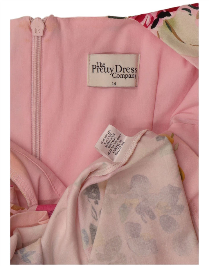THE PRETTY DRESS COMPANY Damska sukienka płaszczowa UK 14, duża, różowa, w kwiaty