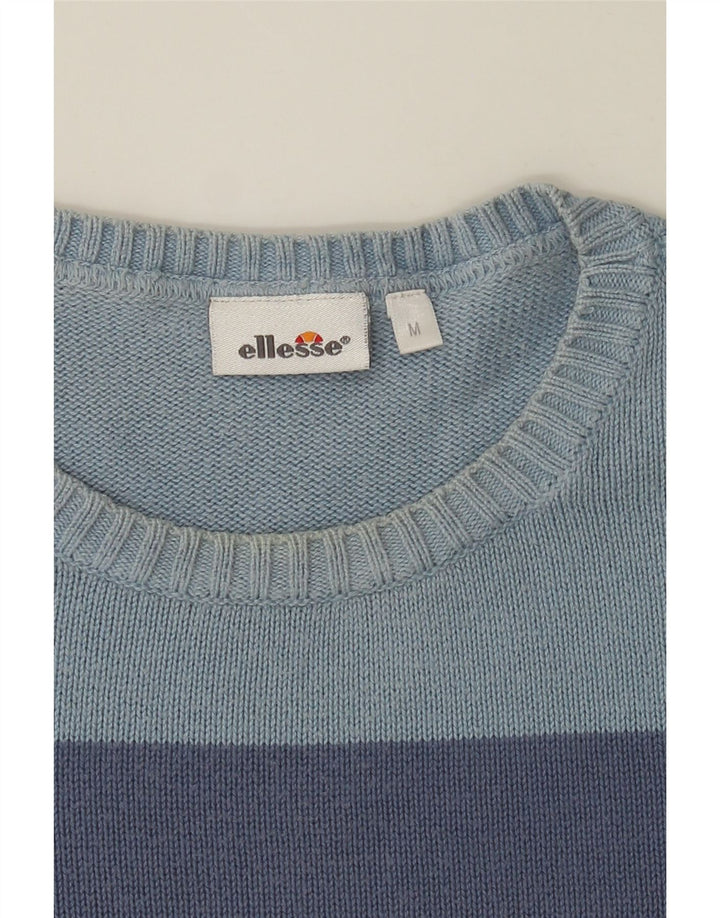 ELLESSE Womens Crew Neck Jumper Sweater UK 14 Medium Blue Colourblock Vintage Ellesse and Second-Hand Ellesse from Messina Hembry 