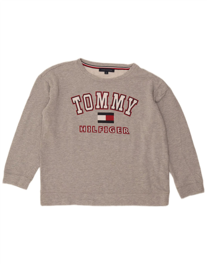 Damska bluza oversize Tommy Hilfiger z grafiką, UK 16, duża, szara